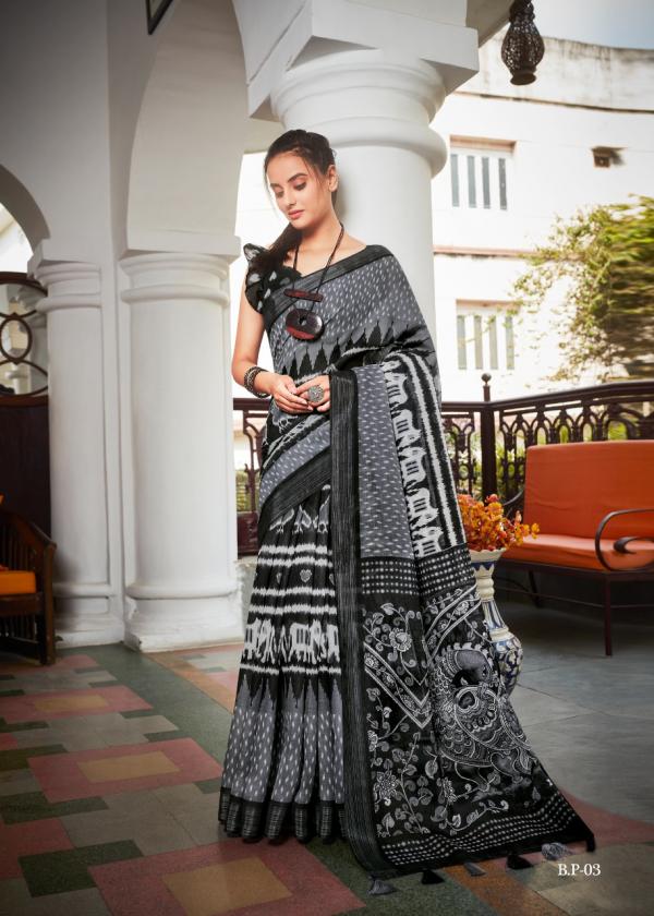 Shvetambar Black Patola Fancy Linen Silk Saree Collection